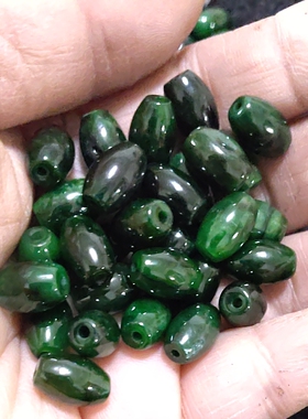 8x11mm干青色桶珠散珠diy手工编织手链项链配饰玉石珠子深绿米珠