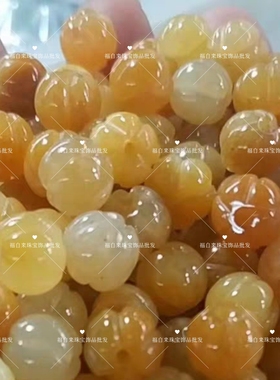 天然黄龙玉南瓜散珠配饰配件黄玉金丝玉diy手工编制手链项链玉石