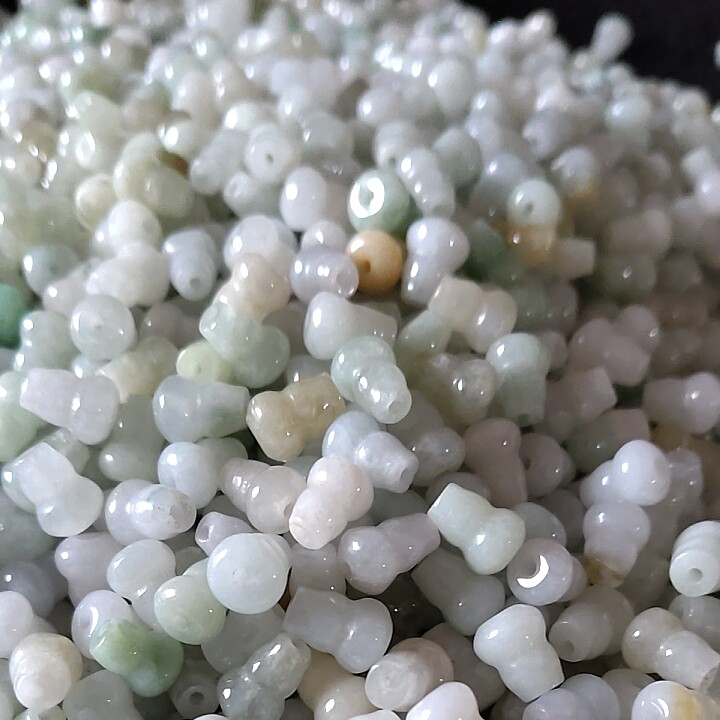 天然缅甸翡翠A货散珠三彩玉石葫芦diy手工串珠饰品配件手链项链