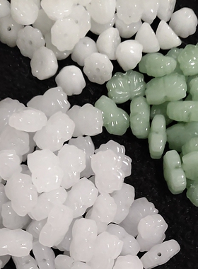 碧绿色白色莲花通孔配饰diy手工饰品配件莲花珠 琉璃莲蓬珠子扣子