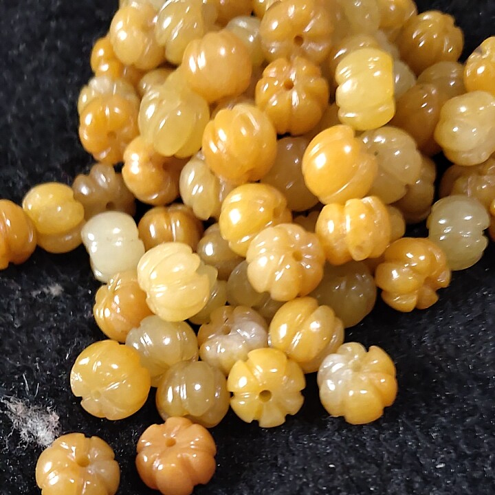 天然黄龙玉南瓜散珠配饰配件黄玉金丝玉diy手工手链项链旗袍扣子