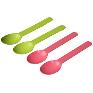 淀粉加厚 件100水果酸奶餐具刀叉勺汤勺甜品勺喇叭花个一次性塑料