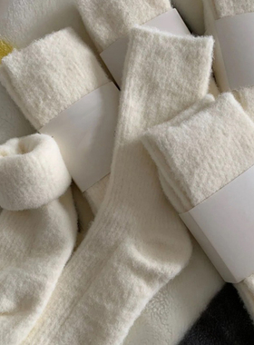 2双装 秋冬加绒加厚暖绒绒保暖简约百搭可堆堆韩系风居家袜