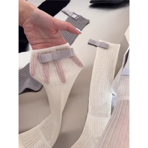 3双装 MlU系立体蝴蝶结芭蕾风可堆堆及膝小腿少女风