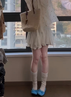 春夏简约百搭纯色系抽条小腿袜女
