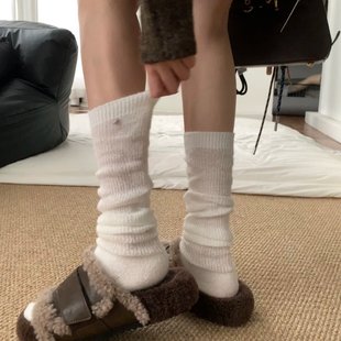 你 白月光2026早春马海毛无骨薄手氛围感袜子女显瘦堆堆小腿袜