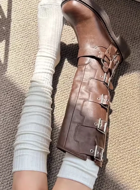 2双装 极简风及膝小腿慵懒风可堆堆搭长靴