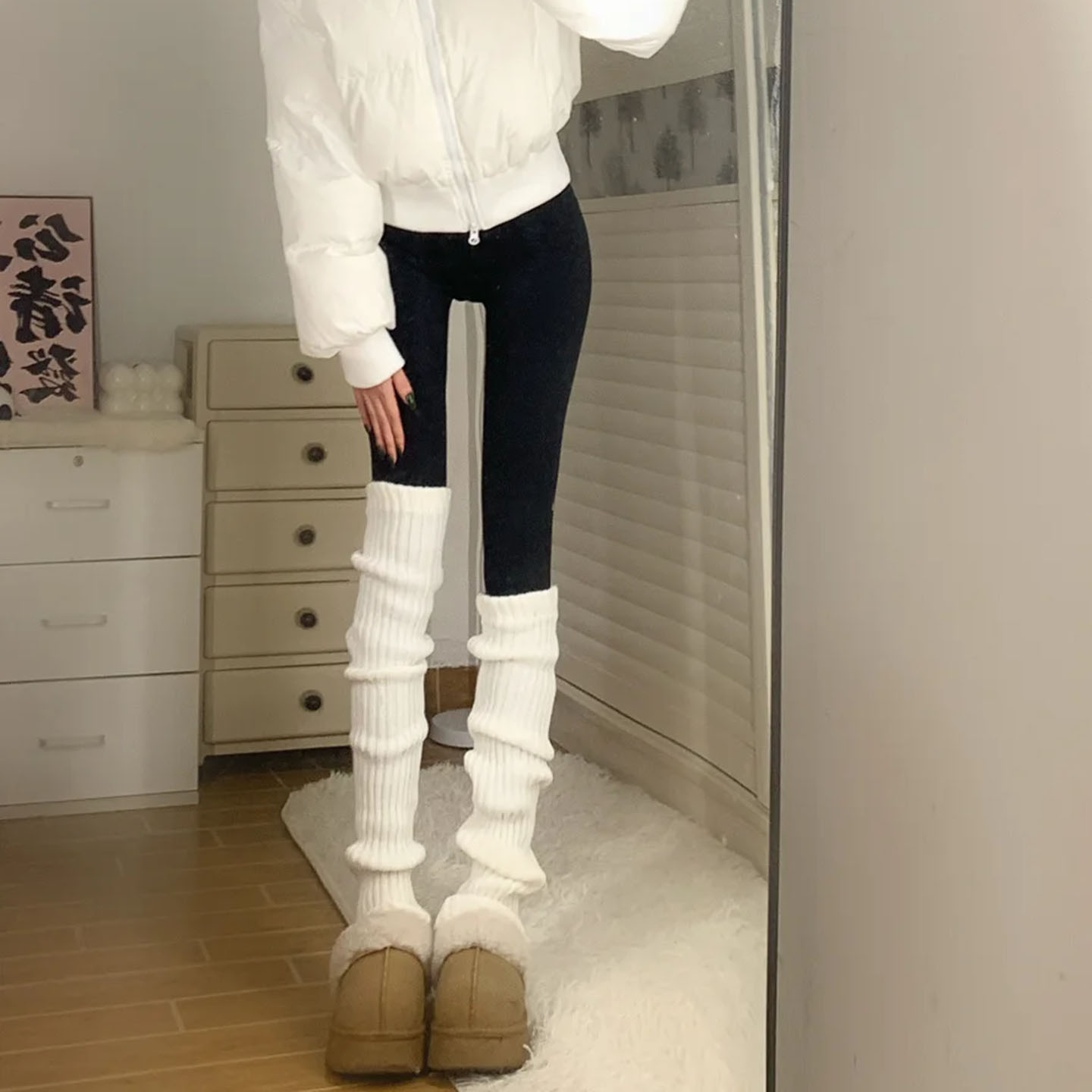 方寸间见天地2025冬季新年长筒袜套女过年显白学院风加厚保暖棉DF