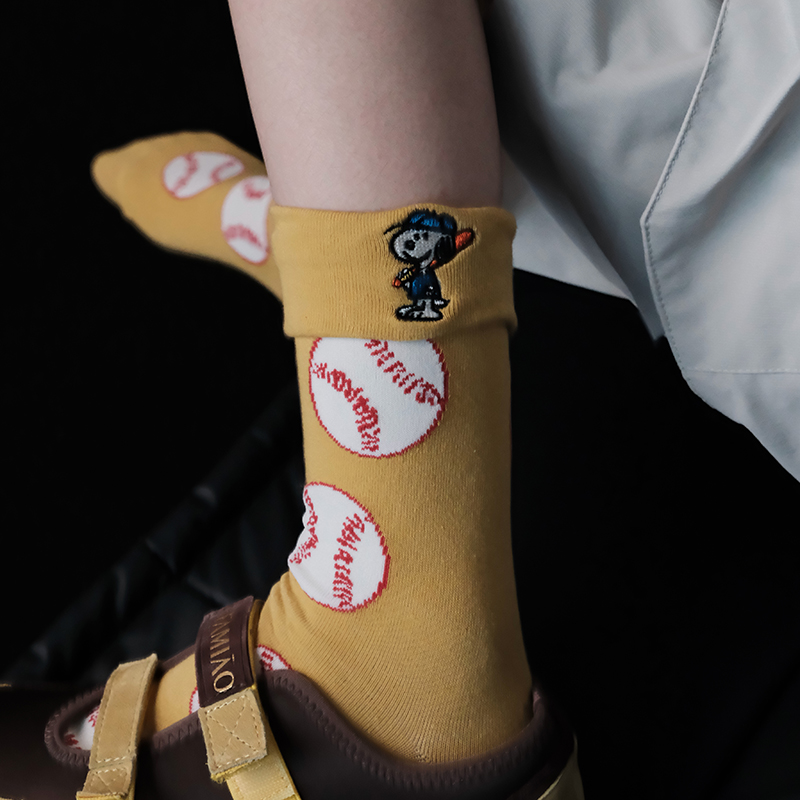 ZeroG 新品初秋翻口刺绣棒球狗ins高级低调日系中筒袜清楚系女DF