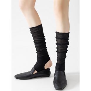 超薄小腿袜套袜纯色简约双针网纱半托踩脚耐看 夏季 2双装 新品