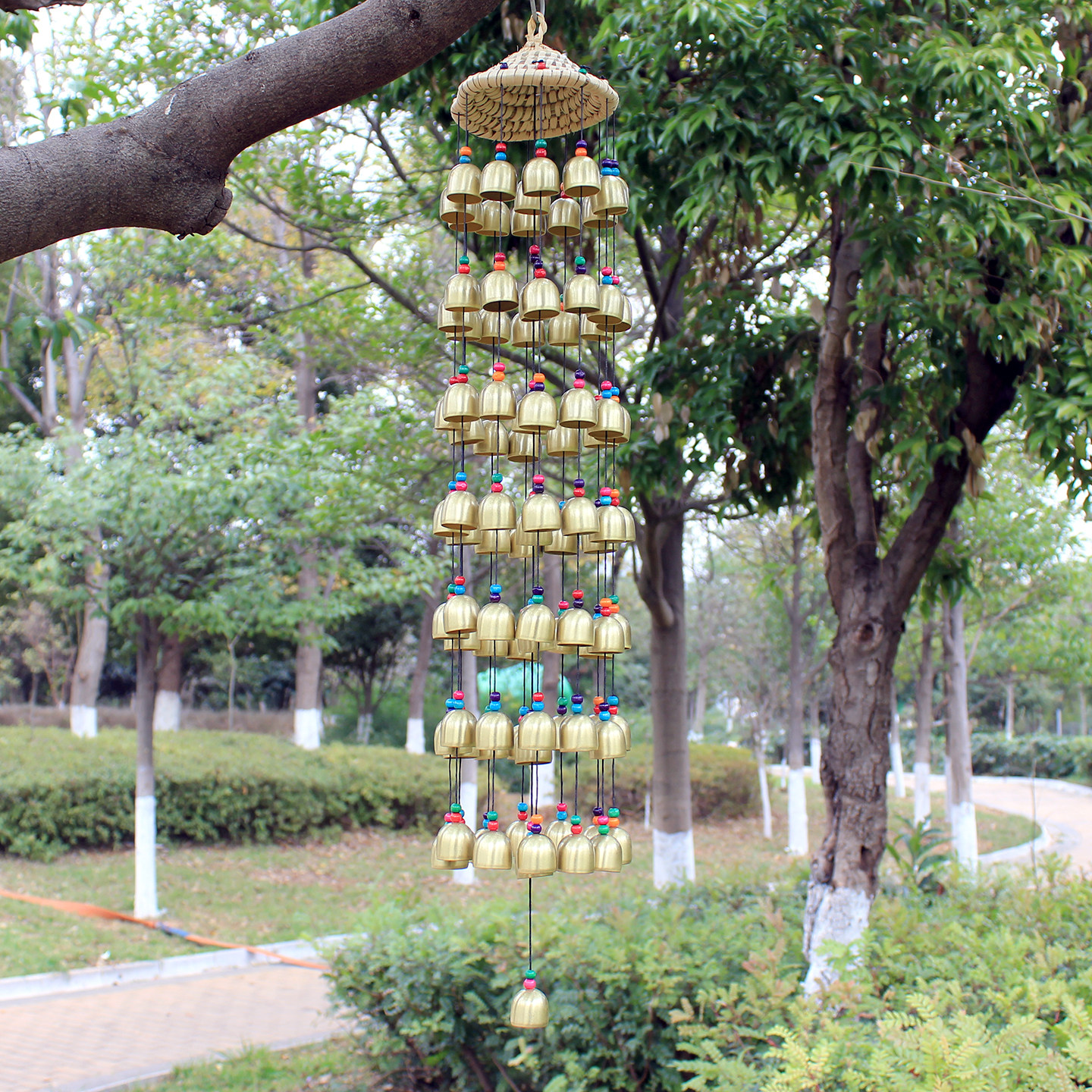 手工草帽平安风水风铃露台吊饰