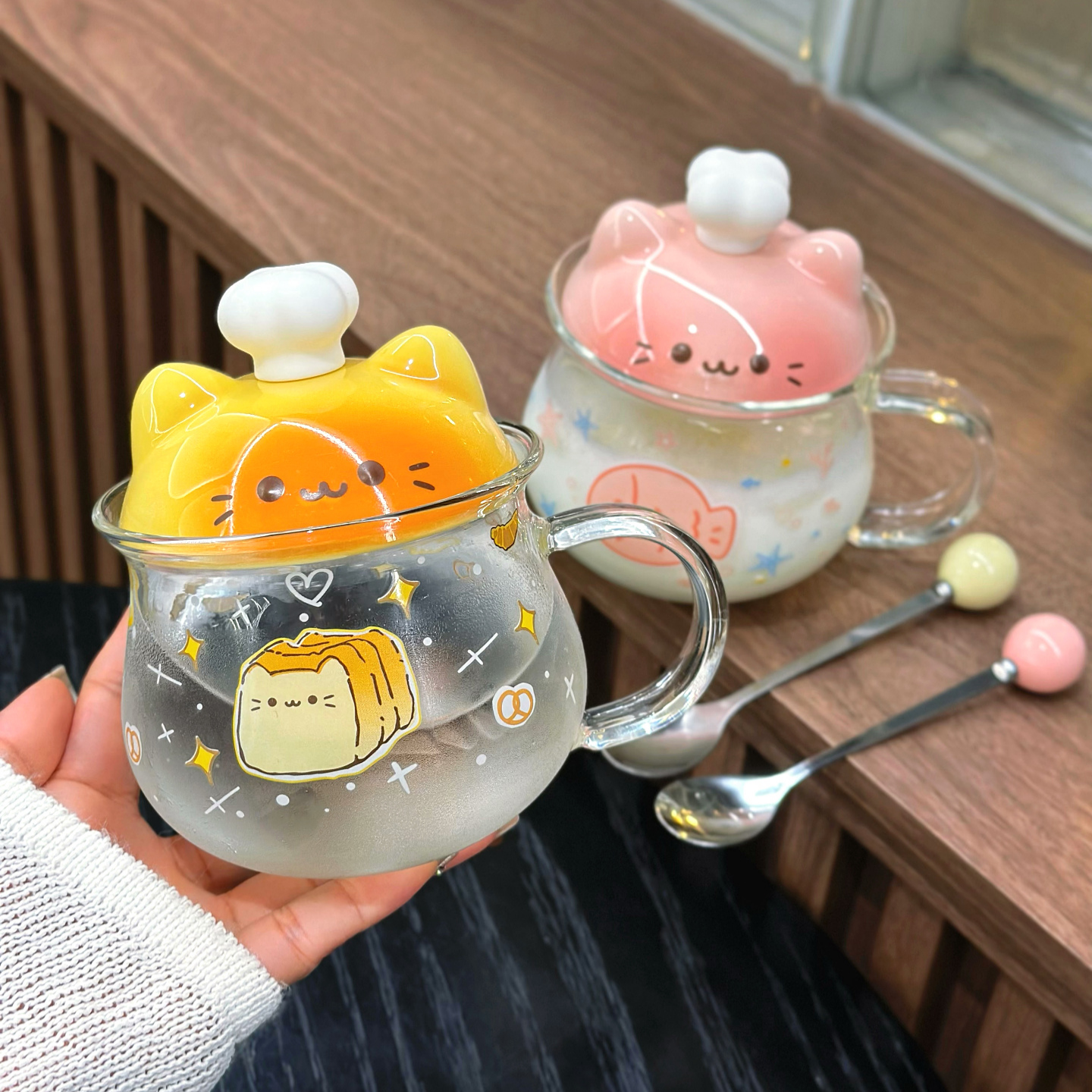 可爱耐高温玻璃杯男女情侣咖啡杯