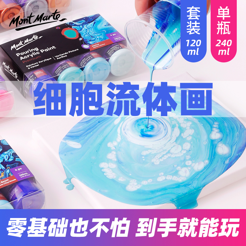 蒙玛特 60ml丙烯颜料抖音同款ins流体画材料套装液体流质diy涂鸦硅油细胞装饰画图片