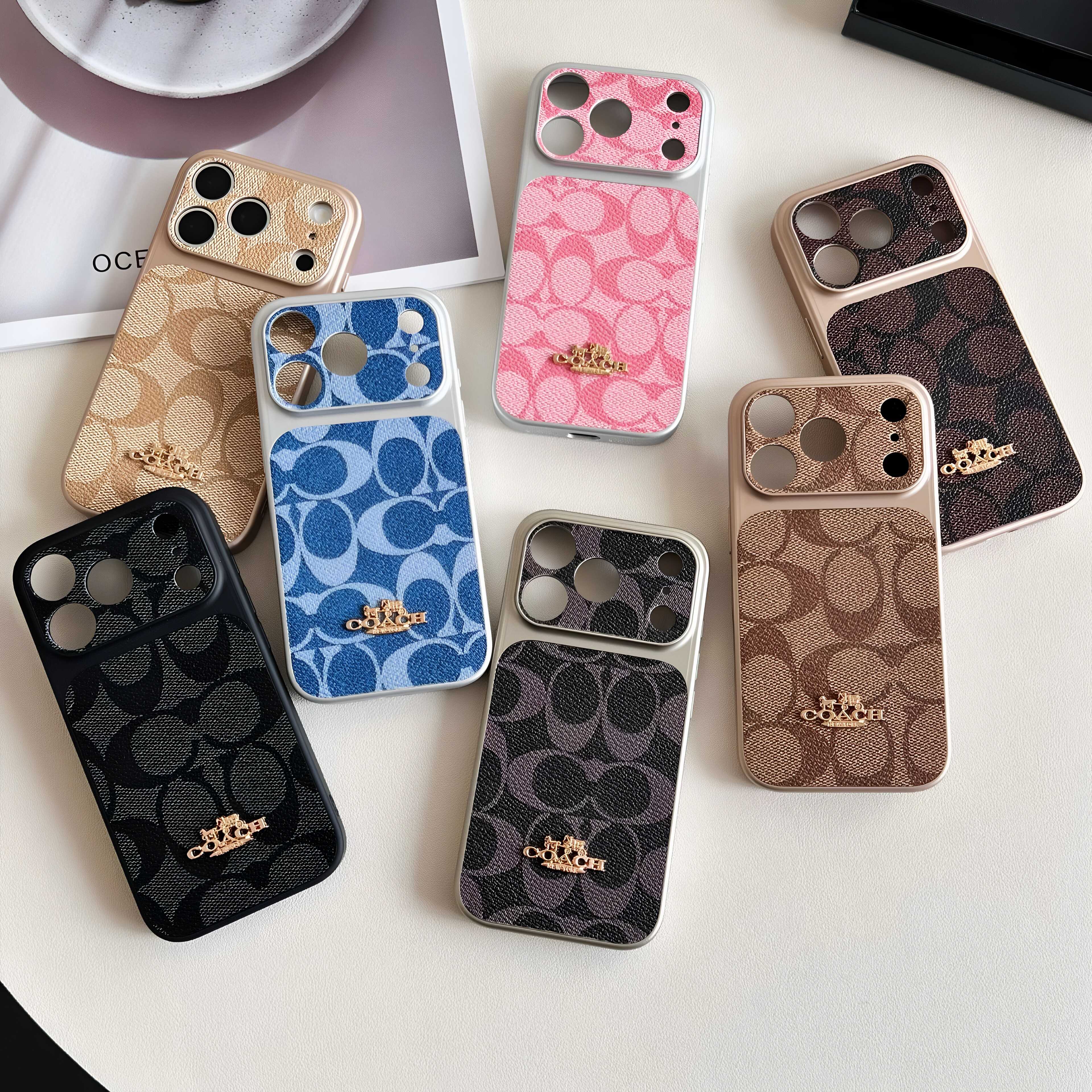 新款欧美高端蔻驰皮质奢侈品适用iPhone17ProMax壳苹果15promax情侣13pro全包ai按键17pro高级保护套12Promax