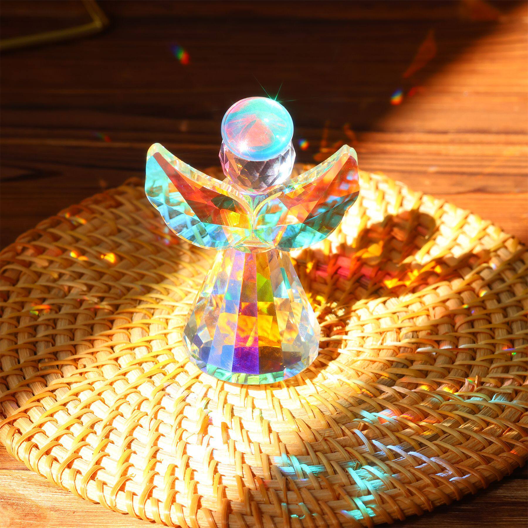 太阳捕手新款天使七彩水晶摆件