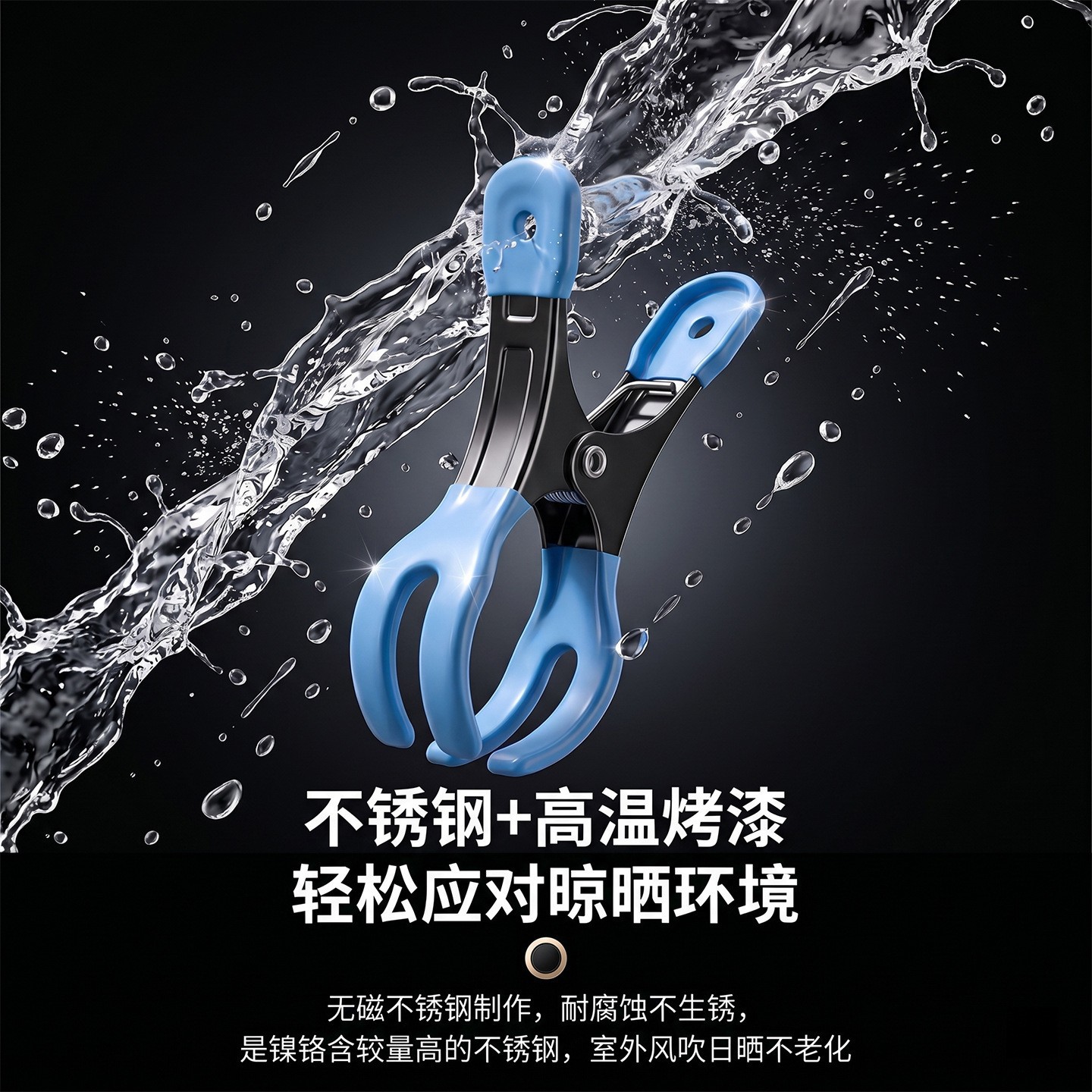 不锈钢晾衣夹子 大号被夹 防风家用浸塑扁夹 强力开口夹