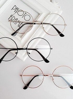 圆形韩版复古学生有度数眼镜框近视眼镜女圆框无度数平光镜眼镜男