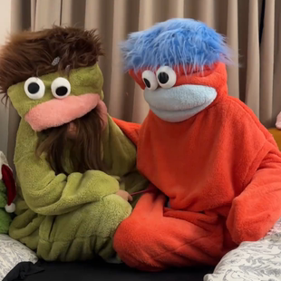 大嘴怪连体睡衣女加厚丑鱼搞笑沙雕卡通抽象奇葩搞怪情侣睡袍男