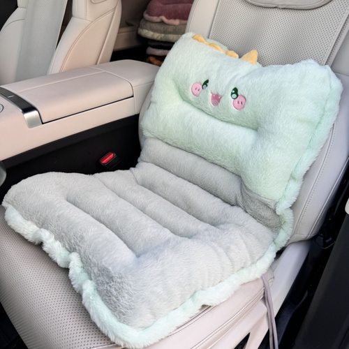 秋冬三轮车毛绒卡通靠背一体全包围防寒保暖座垫雅迪爱玛宿舍椅垫