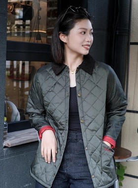 现货 英国barbour绗缝菱格棉服儿童大童夹棉内胆棉衣外套夹克女