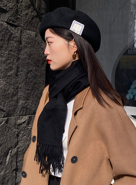 THE H.W.DOG日产HWDOG BERET黑色贝雷帽hw dog爆款秋冬帽子高级感