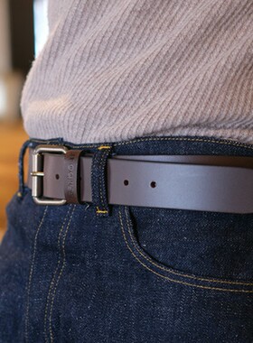 现货 英国Barbour belt真皮纯牛皮皮带黄铜扣做旧复古腰带男士