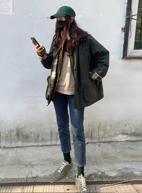 蔡文静同款 日版Barbour OS bedale巴恩风宽松油蜡夹克风衣外套女