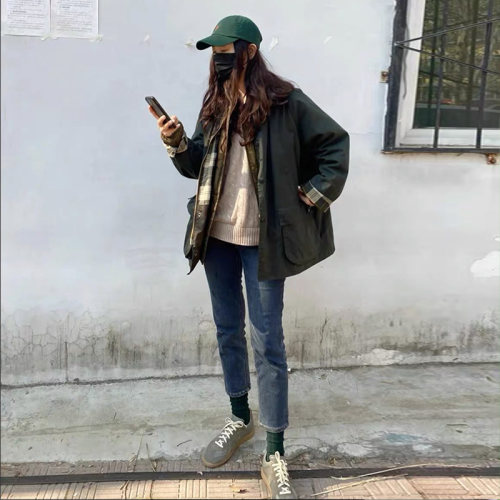 蔡文静同款barbour外套osbedale