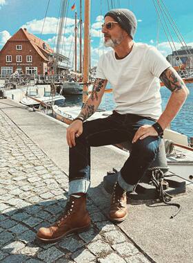 德国Merz b.Schwanen小天鹅重磅竹节棉复古打底短袖T恤男夏季2S14