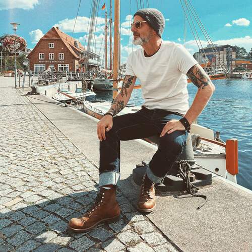 德国Merz b.Schwanen小天鹅重磅竹节棉复古打底短袖T恤男夏季2S14