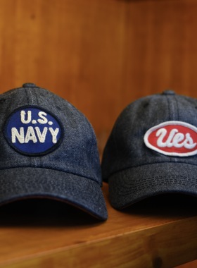 现货 日本制UES帽丹宁牛仔棒球帽刺绣鸭舌帽休闲复古防晒帽子男