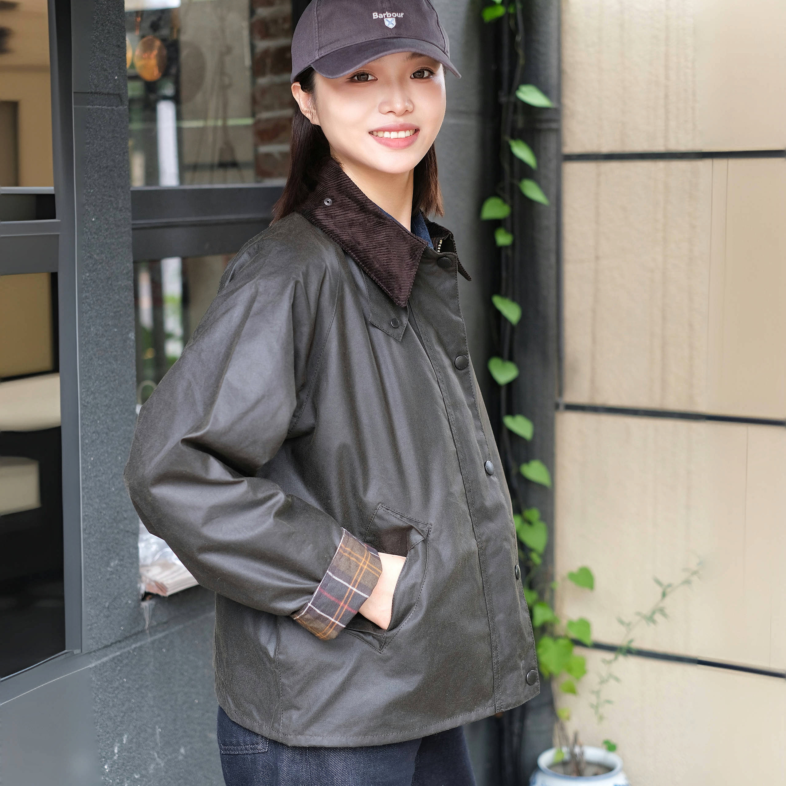 董洁Barbourtransport油蜡夹克