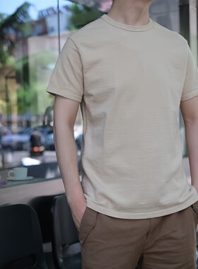 日本SAMURAI JEANS SJST-SC01武士和棉劲草木染纯色复古短袖T恤