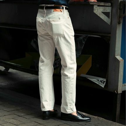 日本RESOLUTE林芳亨710复古白色66裤型吊脚牛仔裤修身裤子男裤