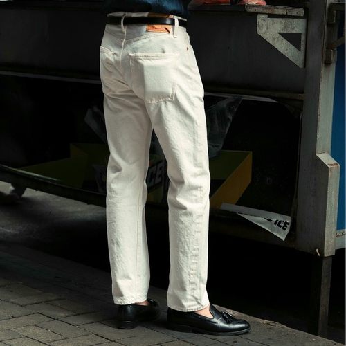 日本RESOLUTE林芳亨710复古白色66裤型吊脚牛仔裤修身裤子男裤