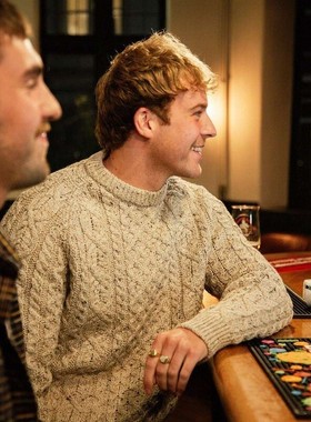 英国Peregrine ARAN麦昆同款阿兰男士羊毛渔夫毛衣圆领厚款针织衫