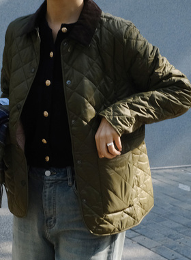 现货 英国barbour Deveron女士秋冬菱格棉服薄款棉衣无蜡外套夹棉