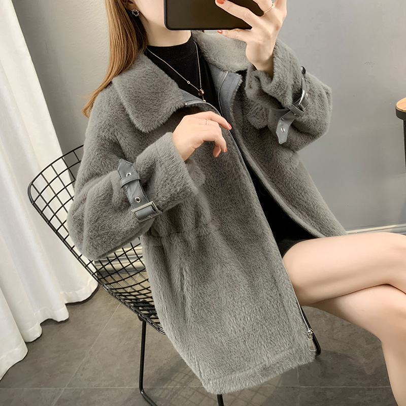 金水貂大衣女2020年新款女装爆款皮毛一体金貂绒外套