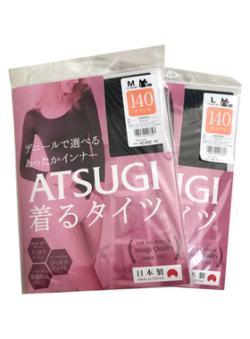 日本本土ATSUGI厚木140D保暖内衣大圆领发热上衣含黑色