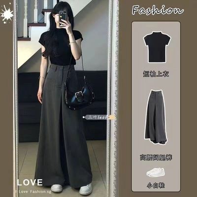 韩版高级感t恤上衣休闲裤两件套