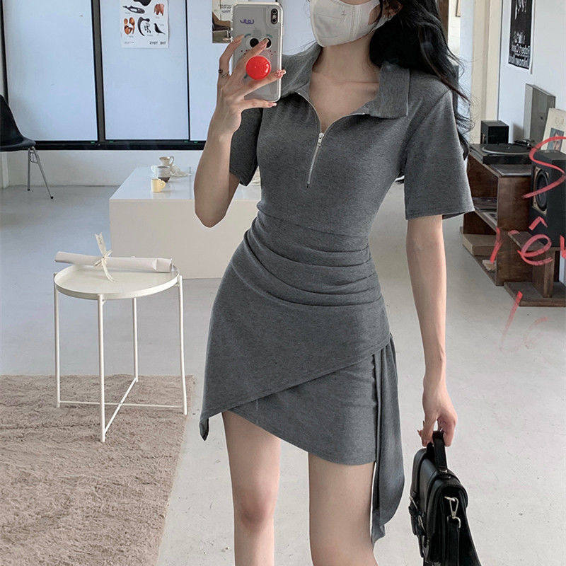 休闲T恤裙polo领连衣裙包臀裙子图片