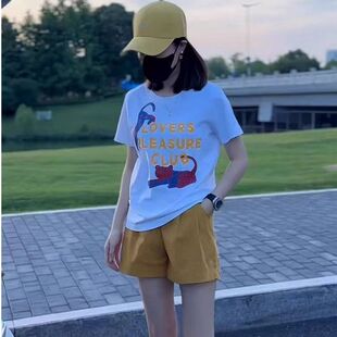 黄色短裤子女2025夏季爆款两件套ee小众不撞款巨好看的夏装一整套