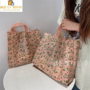 复古碎花手提袋礼品袋服装店袋子购物袋女装包装袋加厚塑料袋批发