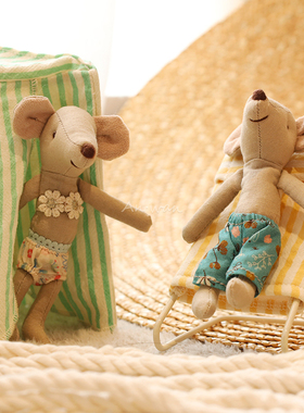 安晚 北欧沙滩老鼠婴儿安抚娃娃新生儿陪睡公仔宝宝玩偶可咬