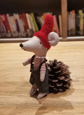 安晚圣诞丹麦小老鼠婴儿安抚玩偶宝宝公仔新生娃娃玩具可啃咬