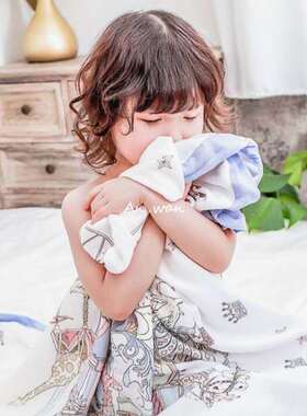 安晚 婴儿包巾夏天新生儿被子千千的城堡纱布巾4层宝宝空调毯盖毯