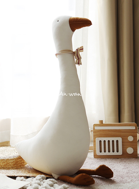 安晚丹麦圣诞大白鹅陪睡玩偶婴儿安抚公仔可啃咬可爱娃娃棉麻