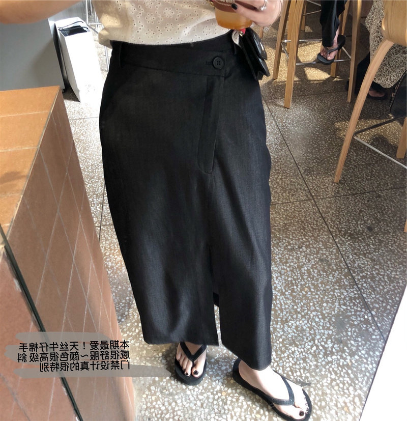 南瓜籽女装定制肥妹妹mm大码天丝棉春秋高腰宽松显瘦开叉半身长裙