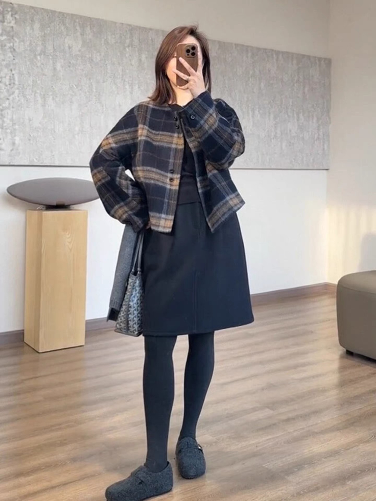 毛呢a字休闲遮胯显瘦半身短裙