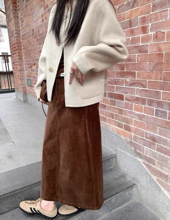 大码女装微胖妹妹mm开叉灯芯绒秋冬高腰宽松遮胯显瘦中长款半身裙,女装/女士精品,大码半身裙,淘宝优惠券,粉丝福利购,淘宝优惠卷